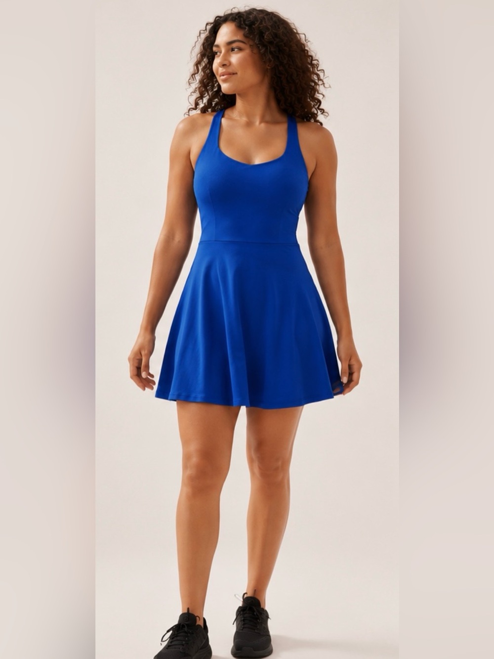 Girlfriend Collective Cobalt Blue Riley Sweetheart Exercise Dress Medium NWOT
